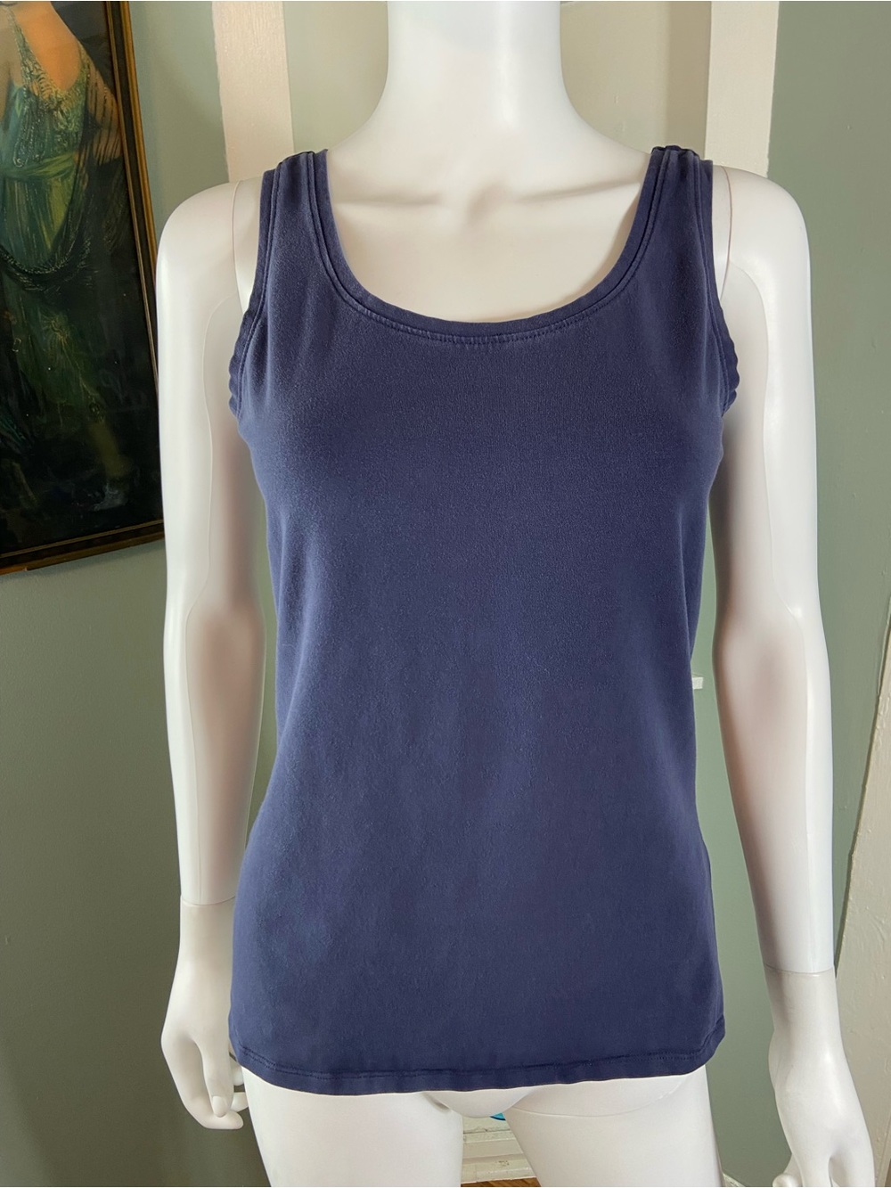 NIC+ZOE Sleeveless Scoop Neck Tank Top Navy Blue Medium M